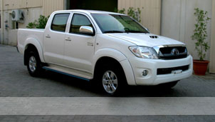 armoured Toyota Hilux.